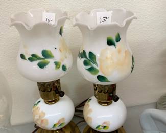 #78	Pair of Rose Painted Double Light Lamps - 12" Tall	 $30.00 
