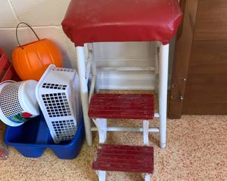 #83	Wood 2 step stool (steps flip up) w/vinyl Top	 $20.00 
