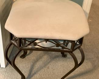 #46	White Fabric Top w/metal Base Stool  - 16x16x17	 $25.00 
