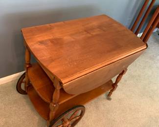 #26	Wood Tea Cart w/drop-side w/2 shelves and Handles - 17-36x30x28	 $65.00 
