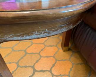 #30	Oval Glass top w/Brass Base Feet Coffee Table (as is finish) - 44x26x17	 $25.00 
