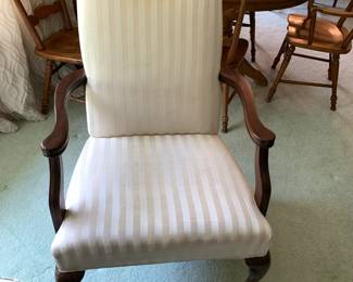 #11	Wood Arm w/Cream w/Cream Strip Side Chair	 $75.00 

