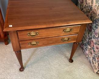 #8	Wood 2 drawer Cherry Side Table w/q/a legs - 26x26x23 - sold as a pair	 $250.00 
