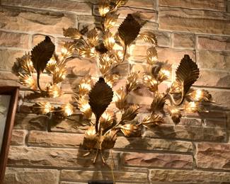 #75	MCM Gold Leaf 4 Candle Electric Light - 30x35	 $125.00 
