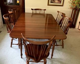 #1	Henkel  Harris Gateleg drop side solid cherry  Dining room table with 6 Windsor  Chairs 24-71x43x29	 $1,200.00 
