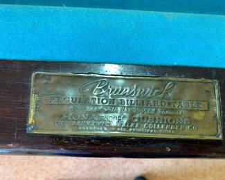 #87	Pool Table - Brunswick Regulation Pool Table w/rack w/12 pool cues	 $300.00 

