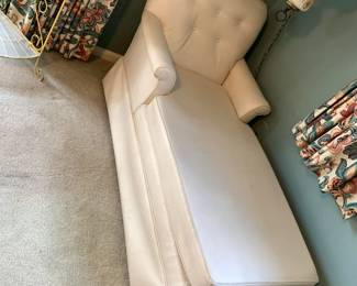 #43	White vinyl Chaise Lounger - 57" Long - Attached Cushion	 $125.00 
