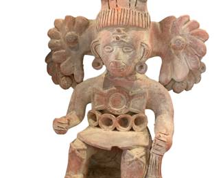 Vntg Mayan terracotta Figural Aztec sculpture lamp 