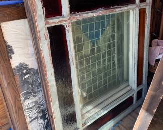 Early Oberlin Ohio architectural stained glass building windows : 49” x 54” 