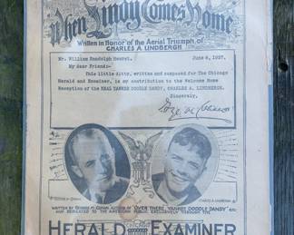 1927 Hearst newspaper Lindbergh music insert 