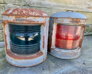 Old electrified 12” x 10” Port and Starboard Ship lanterns 
