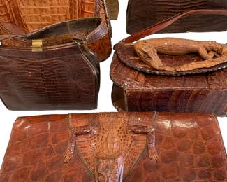 Vintage Crocodile taxidermy and Lizard handbags 