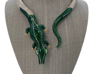 Vintage Anna Dello Russo hinged Crocodile Necklace