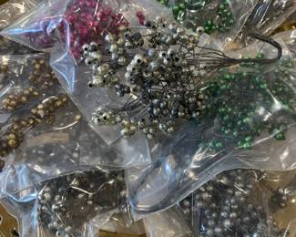 NOS Japan tagged Mercury glass on wire holiday picks