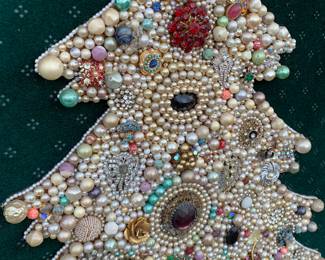 Vintage jewelry bead tree collage artwork 