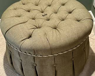 High Quality Pearson brand leather and fabric lounge accent chairs purchased from Merchandise Mart in Chicago. Two in a set with a tuffed fabric ottomon that matches the pane wool fabric on the seat of the chairs. As shown in photos these chairs were originally all leather. They were upholstered with a custom pane wool fabric on the seats and the original leather can be interchanged. Chairs have very substantial wooden legs. The tuffed ottomon has 3 buttons that have uplifted - buttons are there. 
Seat Height - 22 inches 
Seat Depth - 24 inches 
Dimensions - 34 inches wide by 43 inches High&nbsp; &nbsp; 