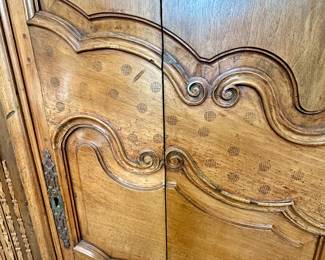 Imported from Normandy, France Circa 1890's..  This One of a Kind Antique Armoire was converted to be a piece of art or easily opened for a functional entertainment furniture piece. Our Homeowners invested over $25,000 in this piece Height -104"  Width - 58" Depth - 24".  Will accomodate 60" HDTV/Monitor  or make an awesome Bar.  You need to see this.