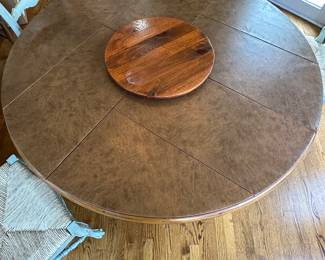 60" Round Century Furniture Town & Country Dining Table and 5 Montpellier Dining Chairs with Rush Seats.