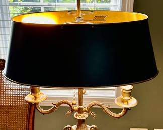 Brass Table Lamp with Black Shade