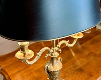 Brass Table Lamp with Black Shade