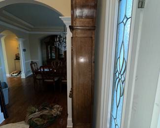 Circa 1790 Country French Grandfather Clock came from Normandy in its pristine state. This is the prize of the Estate Sale.   The clock is functional or Historical clock that everyone will admire. A true treasure for French enthusiasts.&nbsp; Height - 8' Width - 17.5" Depth - 12"