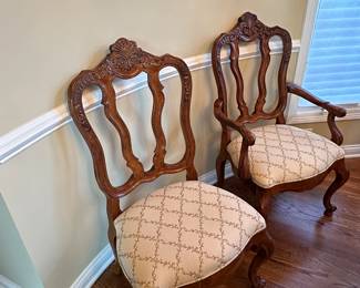 Time for an Upgrade?  Century Dining Table with Parquet Design on Top and 8 Matching Chairs with 2 Leaves and Custom Table Pads.