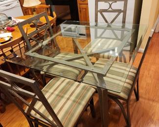 40" Square Glass Table with 4 Chairs ~ 29.75" High