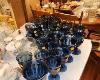 Various Sizes of Oneida Entree Cobalt Blue Glasses