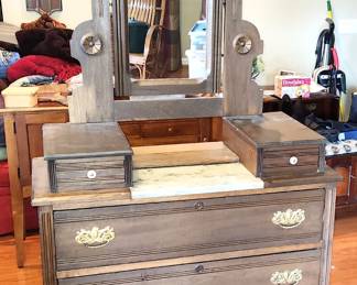 Antique Walnut Eastlake Drop Dresser