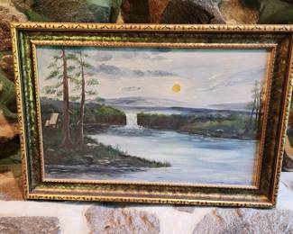 Antique waterfall painting