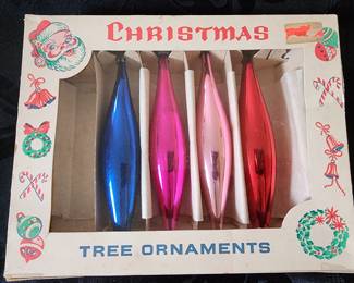 🎄 🎅 Vintage Mercury Glass Christmas Teardrop Ornaments