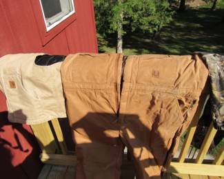 Most clothes are XL-XXL, New and Gently Used condition. Berne, Cabelas, NorthFace, Carhartt, Orvis - Coveralls, Coats, Jackets, Vests, Fishing vests and more