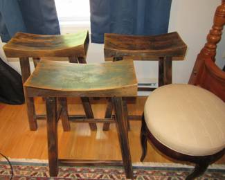 saddle stools (3) and other miscellaneous stools and chairs