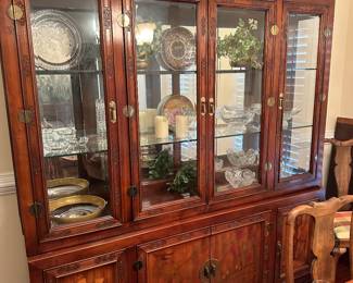 Large Bernhardt China cabinet, oriental inspired.