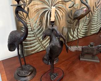 Bronze cranes or egrets.