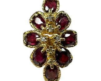 10kt Yellow Gold Garnet and Diamond Ring