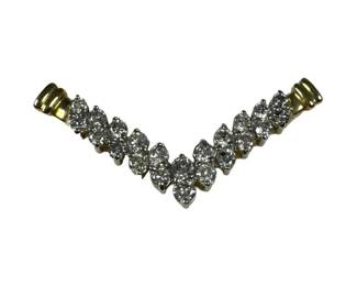 14kt Yellow Gold Diamond V Stationary Pendant with No Chain