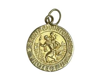 14kt Yellow Gold St Christopher Medal Pendant Charm 1 Gram