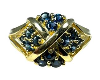14kt Yellow Gold Blue Sapphire Cluster Ring