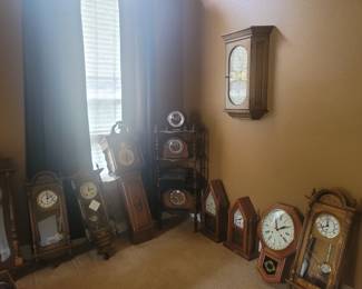 35 antique wall and mantle clocks