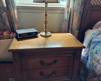 Pair of Nightstands, Lamp, Clock, Radio