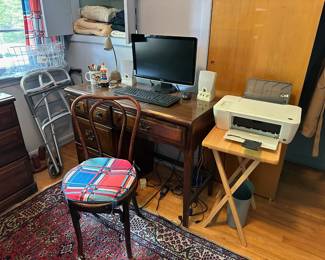 Desk, Chair, Monitor, Keyboard & Printer