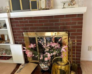 Picture Frames, Fireplace Tools, Log Holder, Old Newspapers, Asian Planter