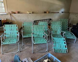 Vintage Aluminum Folding Strap /Web Outdoor Chairs & Lounge Chairs