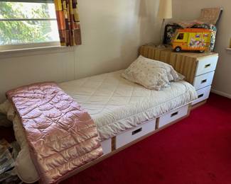 Twin Bed w/ Storage Drawers, 3 Drawer Chest, Comforters / Quilts