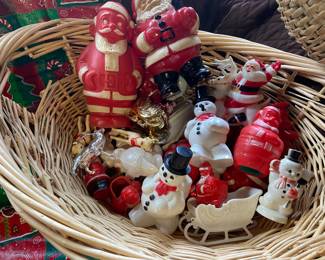 Vintage Plastic Santa's, Snowmen, Reindeer