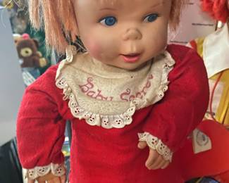 Vintage Mattel Baby Secret. She sorta talks. She would be great for Halloween. Her Mouth Moves .Creepy!!