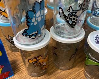 Vintage Welch Jelly Jar/Juice Glasses/Lids