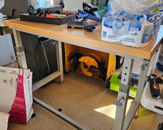 Work table desk, butcher block top