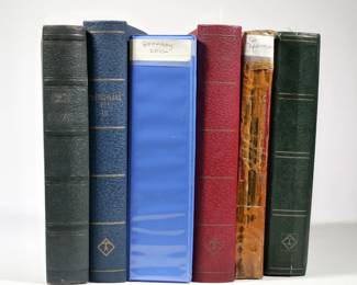 (6pc) GERMAN STAMP COLLECTION | A large collection of German stamps housed in six albums, including: Scott Specialty Album for Postage Stamps of Germany, Part III from 1949, appearing to be complete; Scott Supplement No. 11, ranging from 1948 to 1990 with 80 pages, all complete; Lighthouse Stamp Album, from 1949 on, appearing to be complete; Scott Supplement No. 51, with a few blank pages and a few blank spots but mostly complete; plus two other albums sparsely filled, with German stamps from the 1920s and more contemporary stamps - l. 11.5 x w. 3` x h. 2.25 in. (largest album)
